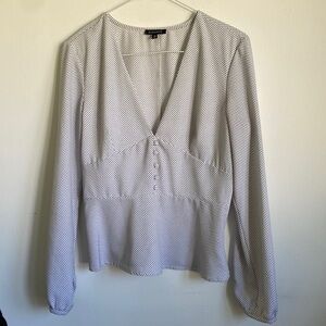 DYNAMITE V-Neck Long Puffy Sleeves Corset Buttons Blouse • Polka Dot • S Small